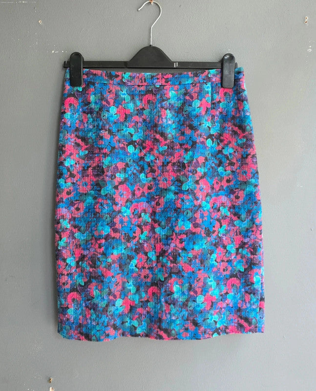 Jigsaw Vintage Multicolour Textured Cotton Mini Skirt Size S 8 Boho Chic Summer