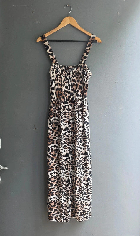 ASOS Ladies Leopard Print Maxi Dress Sweetheart Thick Strap Button Front 6 XS