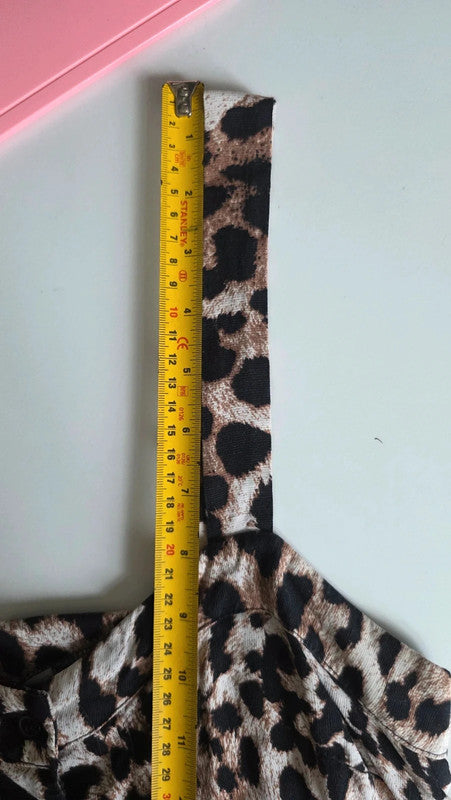 ASOS Ladies Leopard Print Maxi Dress Sweetheart Thick Strap Button Front 6 XS