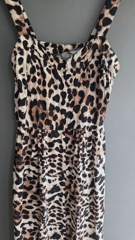 ASOS Ladies Leopard Print Maxi Dress Sweetheart Thick Strap Button Front 6 XS