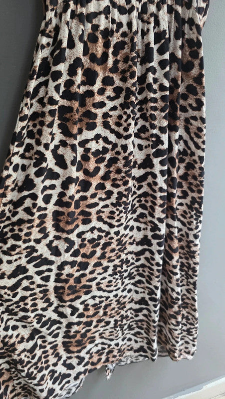 ASOS Ladies Leopard Print Maxi Dress Sweetheart Thick Strap Button Front 6 XS