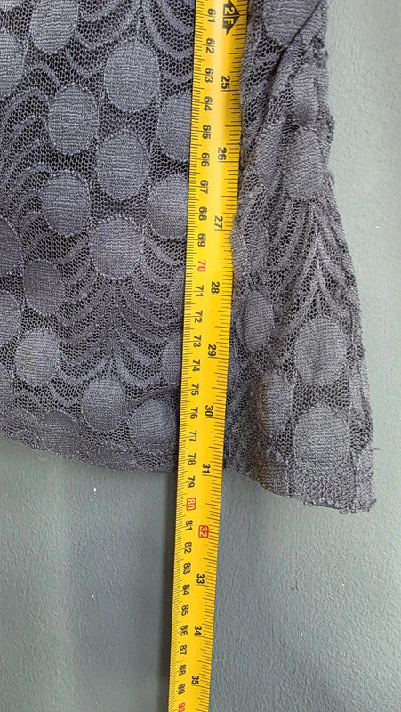Anthropologie Meadow Rue Grey Khaki Lace Mesh Asymmetrical Boho Tunic Top 10 12