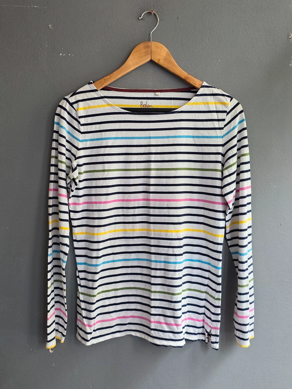 Boden Multicolour Stripe Cotton Long Sleeve Top UK 12 L Casual Everyday Basic