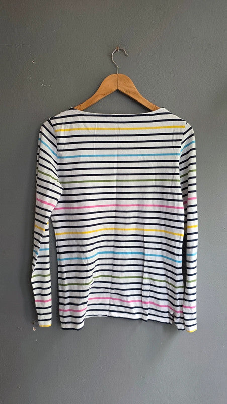 Boden Multicolour Stripe Cotton Long Sleeve Top UK 12 L Casual Everyday Basic
