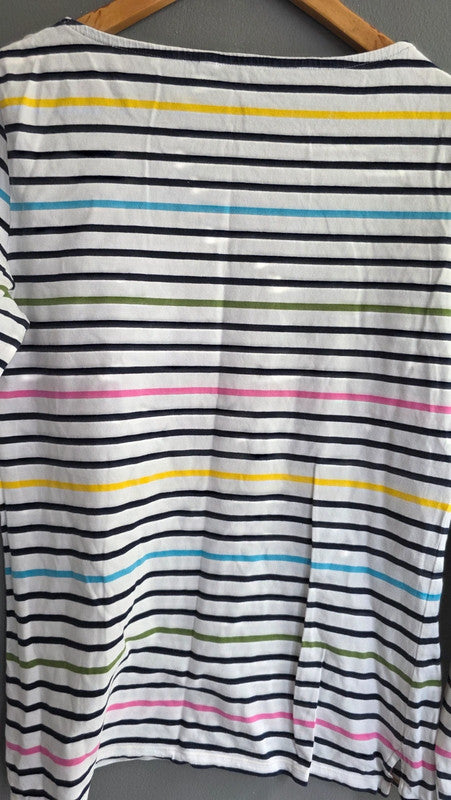 Boden Multicolour Stripe Cotton Long Sleeve Top UK 12 L Casual Everyday Basic