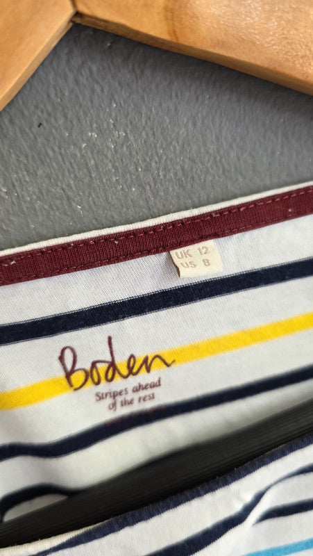 Boden Multicolour Stripe Cotton Long Sleeve Top UK 12 L Casual Everyday Basic
