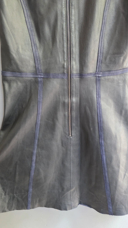 & Other Stories Black Leather Mesh Panel Fit Flare Dress UK 10 M Partywear Light