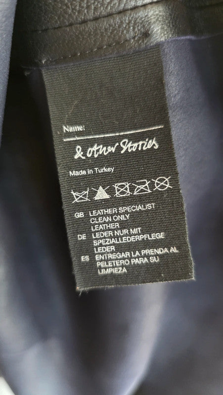 & Other Stories Black Leather Mesh Panel Fit Flare Dress UK 10 M Partywear Light