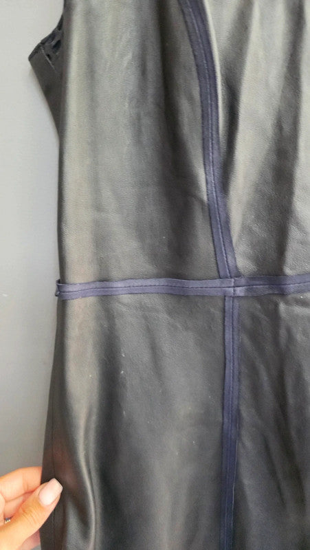 & Other Stories Black Leather Mesh Panel Fit Flare Dress UK 10 M Partywear Light