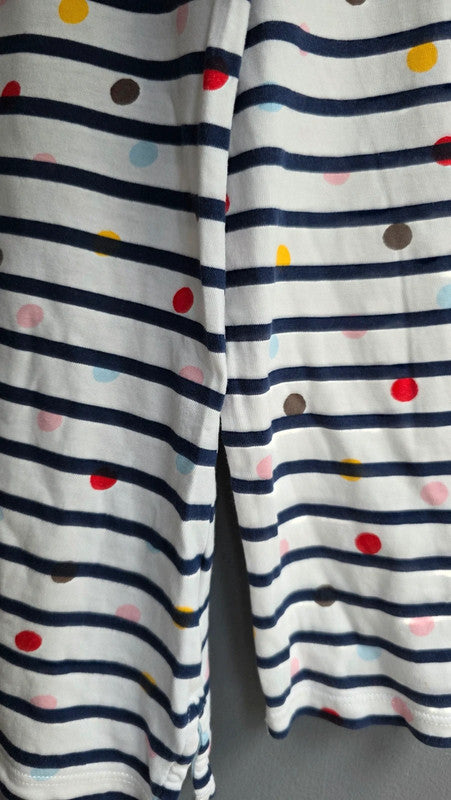 Boden Navy Stripe Multicolour Spot Cotton Long Sleeve Top UK 12 L Casual Basic