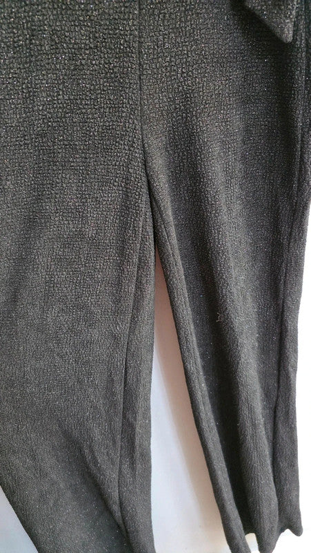 Bershka Black Glitter Special Edition Jumpsuit XS 6 8 Collar Tie Waist Evening