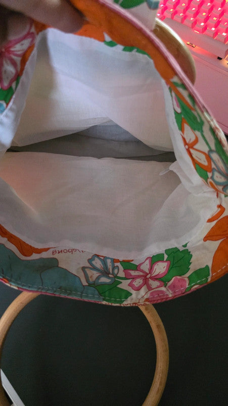 Billabong Floral Print Bamboo Handle Beach Bag Small-Medium Summer Holiday