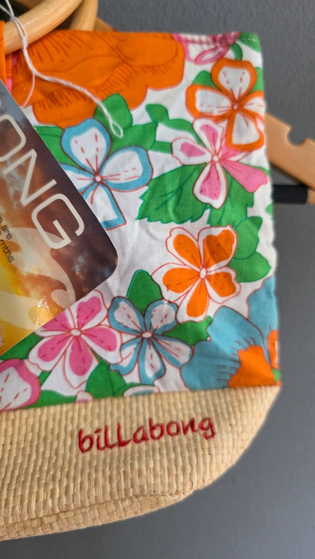 Billabong Floral Print Bamboo Handle Beach Bag Small-Medium Summer Holiday
