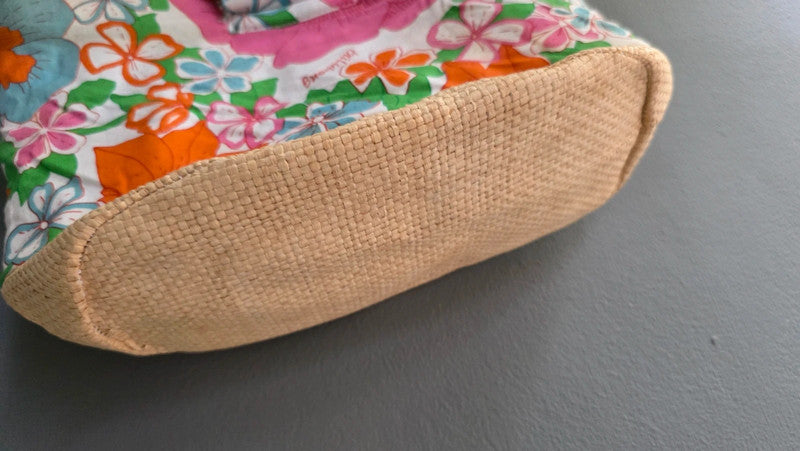 Billabong Floral Print Bamboo Handle Beach Bag Small-Medium Summer Holiday