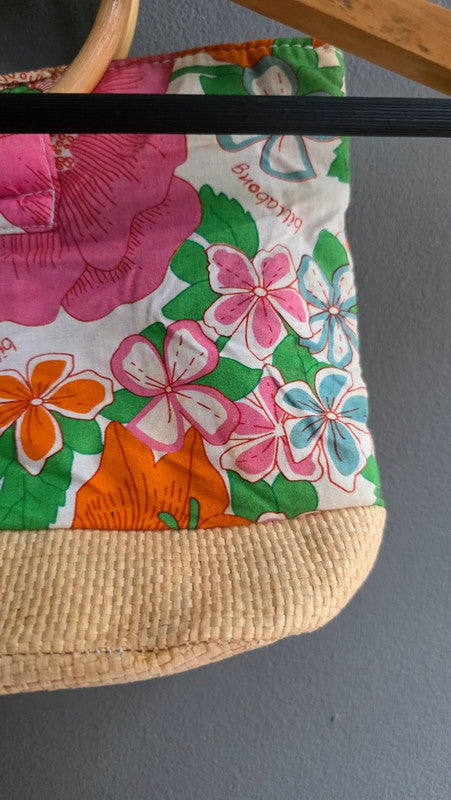 Billabong Floral Print Bamboo Handle Beach Bag Small-Medium Summer Holiday