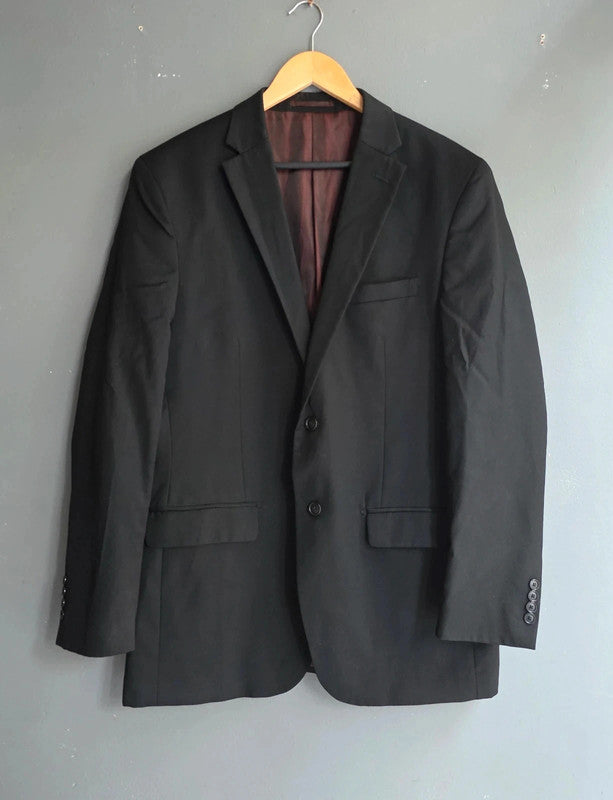 Avanti Uomo Men Black 100% Pure Wool Suit Blazer Jacket 48" M/L Formal Office