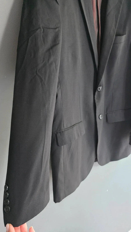 Avanti Uomo Men Black 100% Pure Wool Suit Blazer Jacket 48" M/L Formal Office