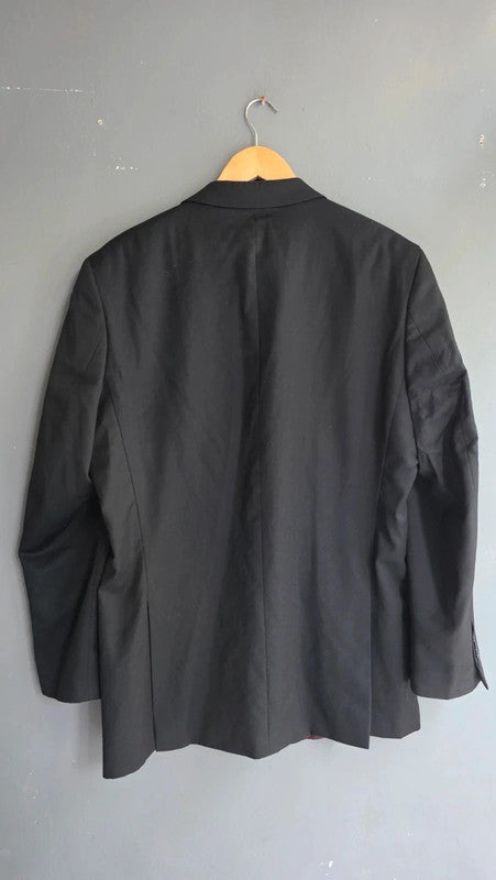 Avanti Uomo Men Black 100% Pure Wool Suit Blazer Jacket 48" M/L Formal Office