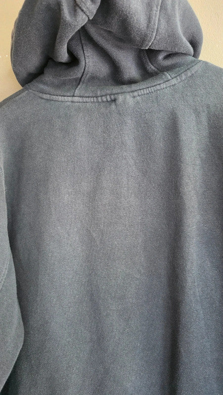 Bench Men Navy Blue Logo Print Hoodie UK L Kangaroo Pocket Cotton Blend Casual