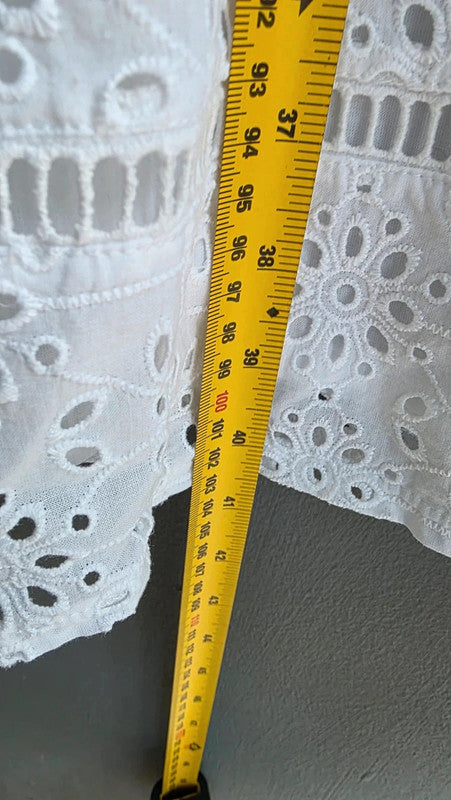 Lipsy White Broderie Anglaise Lace Tunic Dress UK 12 Cotton Summer Holiday Basic