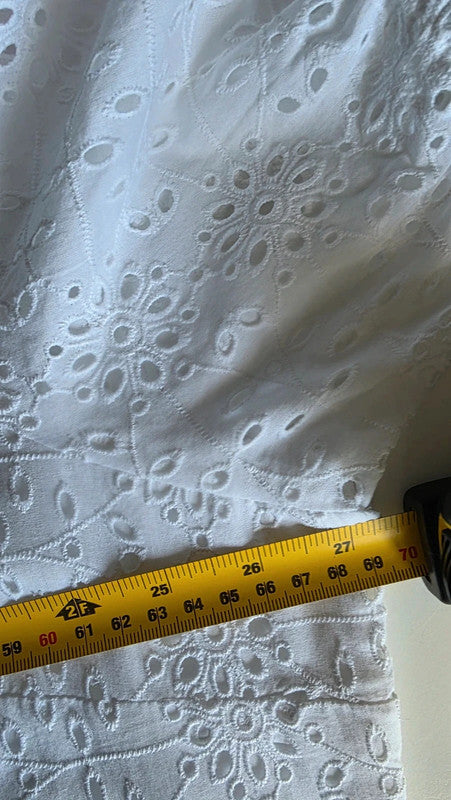 Lipsy White Broderie Anglaise Lace Tunic Dress UK 12 Cotton Summer Holiday Basic