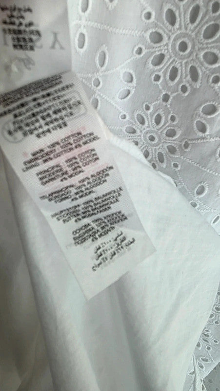Lipsy White Broderie Anglaise Lace Tunic Dress UK 12 Cotton Summer Holiday Basic