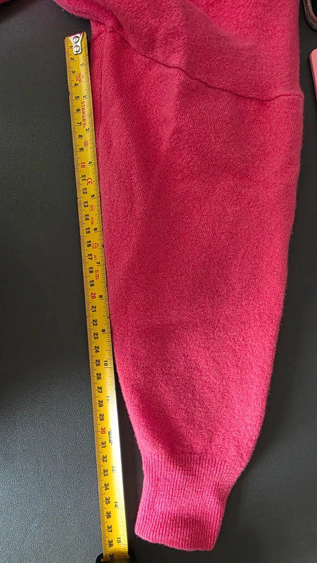 Vintage Bright Pink Lambswool Polo Collar Jumper Medium XS-S French Soft Knit
