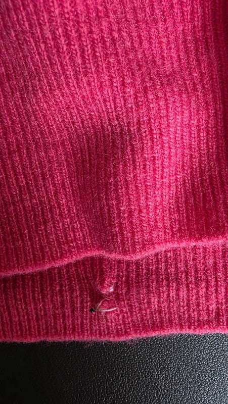 Vintage Bright Pink Lambswool Polo Collar Jumper Medium XS-S French Soft Knit
