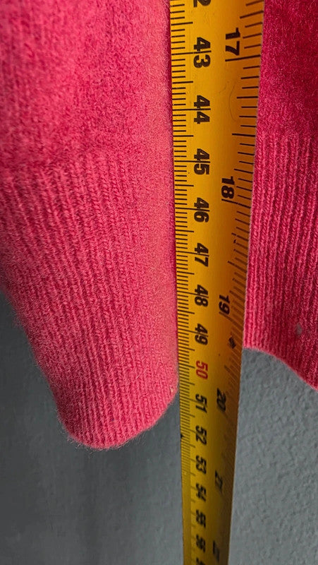 Vintage Bright Pink Lambswool Polo Collar Jumper Medium XS-S French Soft Knit