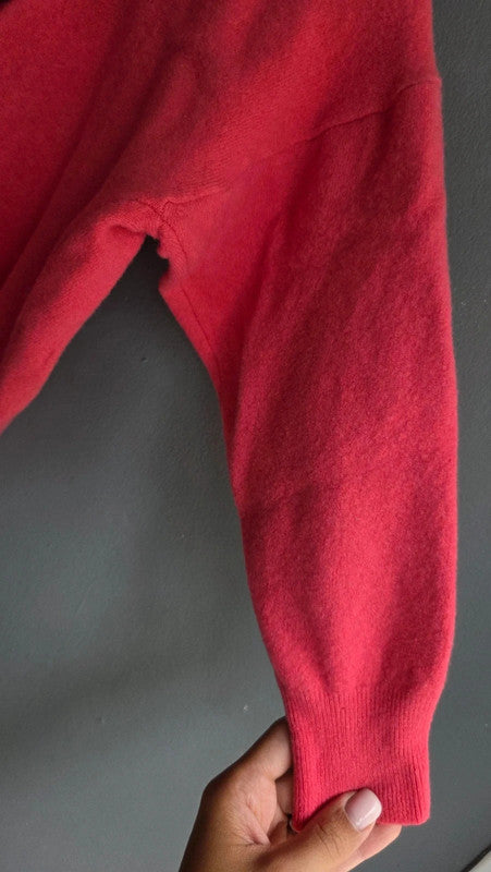 Vintage Bright Pink Lambswool Polo Collar Jumper Medium XS-S French Soft Knit