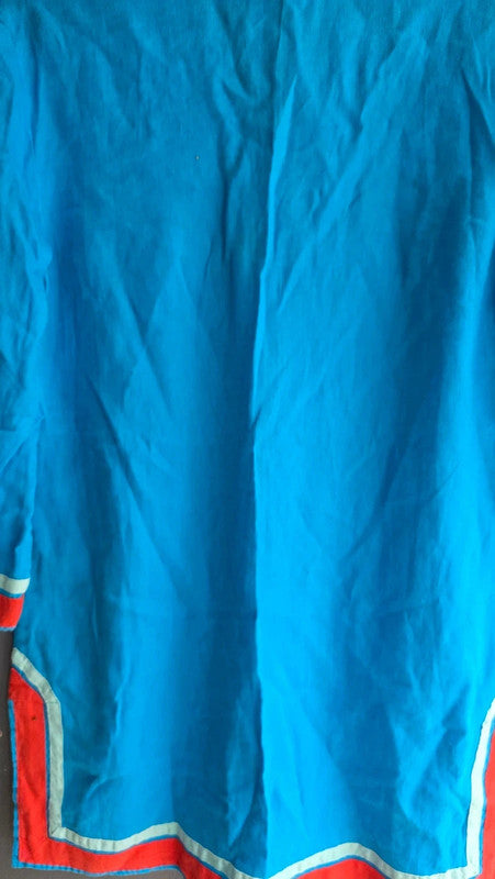 Boden Blue Red Linen Tunic Dress RRP £150 10 M V-Neck 3/4 Sleeve Contrast Trim