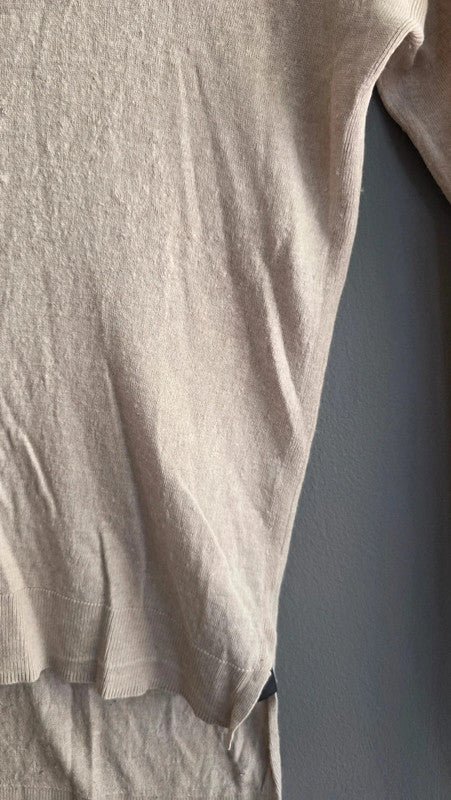 AllSaints Beige Silk Wool Cashmere Knit Jumper Top UK 6 XS Layered Lightweight