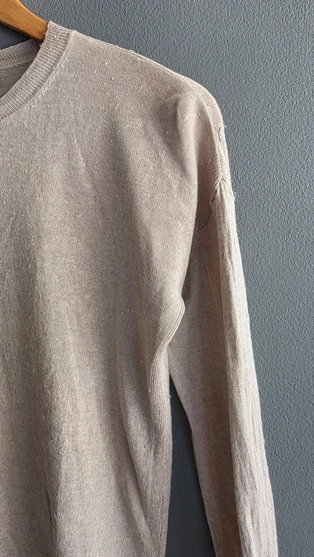 AllSaints Beige Silk Wool Cashmere Knit Jumper Top UK 6 XS Layered Lightweight