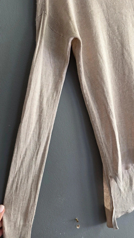 AllSaints Beige Silk Wool Cashmere Knit Jumper Top UK 6 XS Layered Lightweight