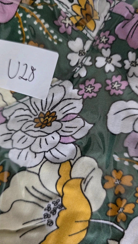 ASOS Design Green Yellow Lilac Floral A-Line Midi Dress UK 10 M Summer Light