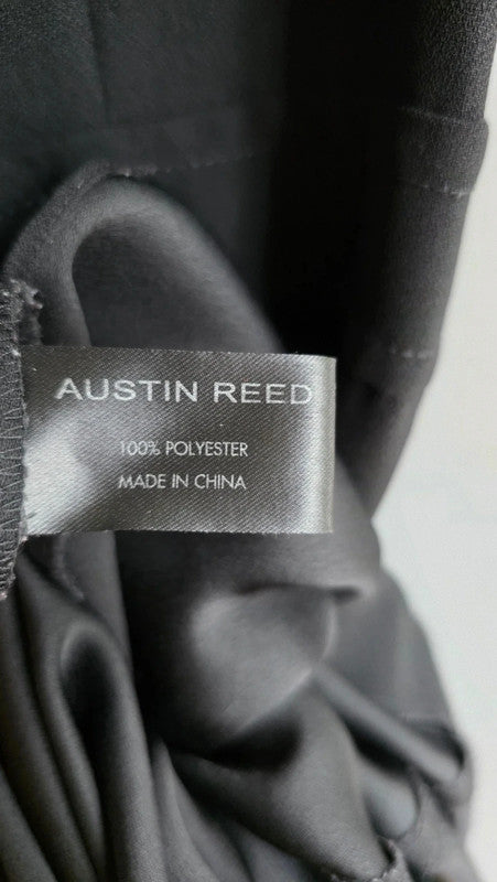 Austin Reed Black Draped Wrap Front Cap Sleeve Dress UK 14 L Classic Office Work