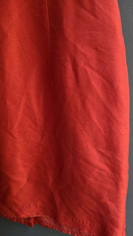 Art Of Silk Tie Rack Red 100% Silk Shift Dress Vintage UK 14 L Scoop Neck