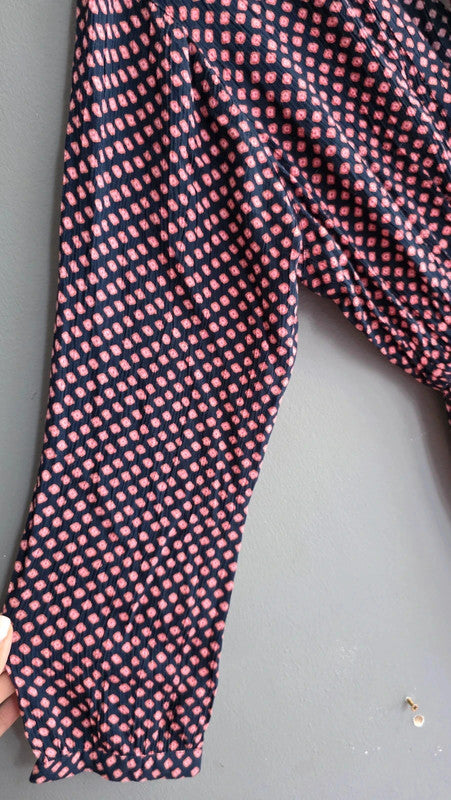 Billabong Navy Pink Tile Print Crepe Tunic Dress UK 8 S Boho Tassel Detail Bnwt