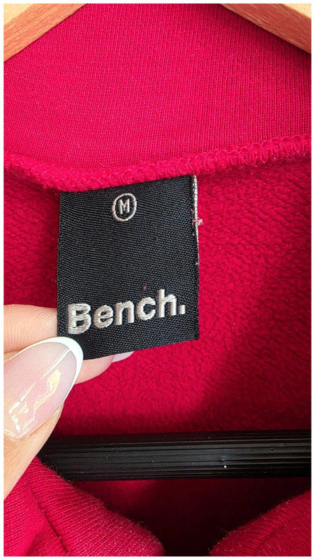 Bench Red Fleece Jacket Womens M Zip Thick Pockets 90s Streetwear 100% Cotton