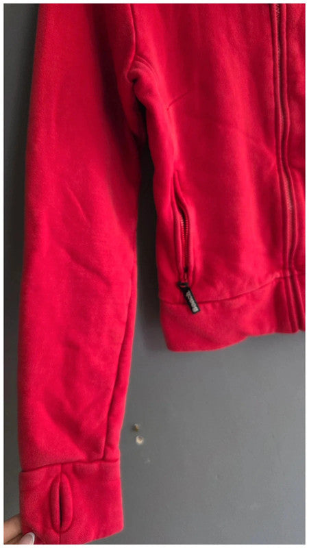 Bench Red Fleece Jacket Womens M Zip Thick Pockets 90s Streetwear 100% Cotton