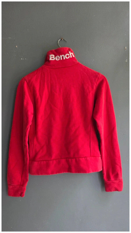 Bench Red Fleece Jacket Womens M Zip Thick Pockets 90s Streetwear 100% Cotton