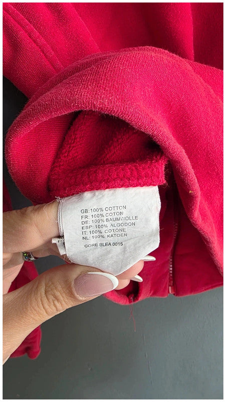 Bench Red Fleece Jacket Womens M Zip Thick Pockets 90s Streetwear 100% Cotton