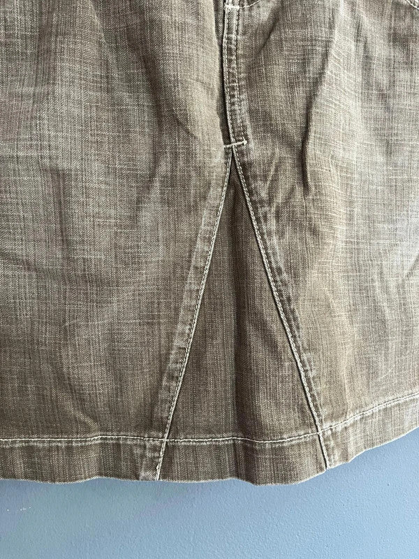 BODEN Brown Faded Cotton Denim Casual Mini Skirt UK 12 L Pockets Summer Y2K W32
