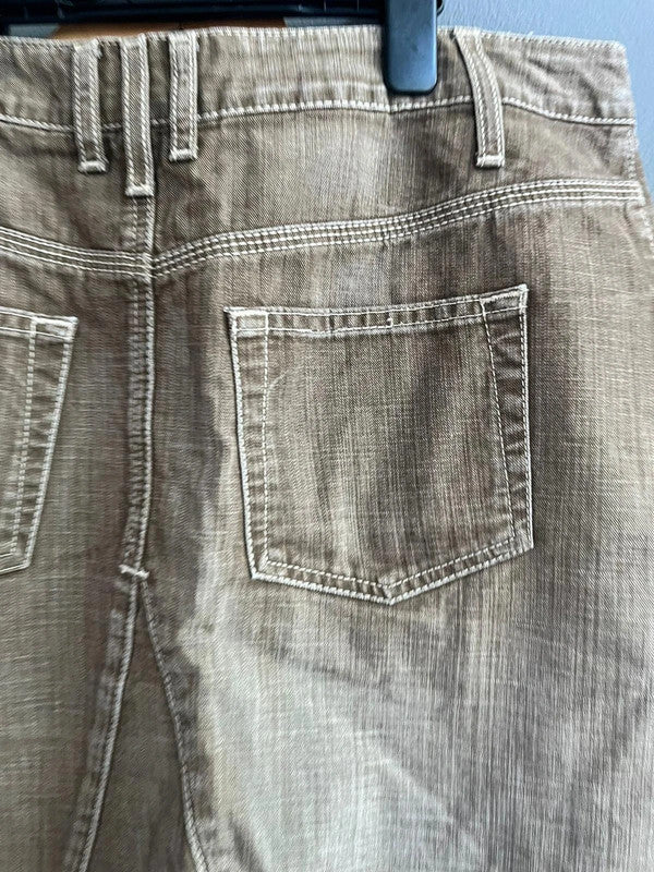 BODEN Brown Faded Cotton Denim Casual Mini Skirt UK 12 L Pockets Summer Y2K W32