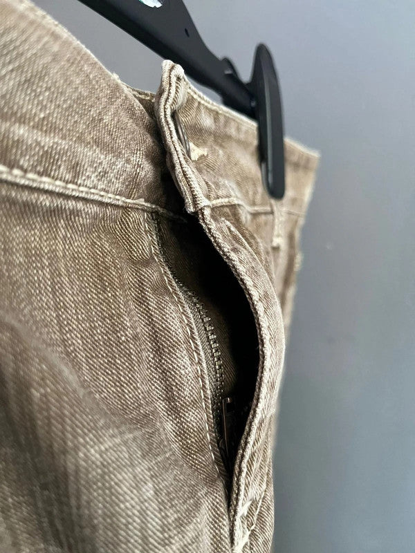 BODEN Brown Faded Cotton Denim Casual Mini Skirt UK 12 L Pockets Summer Y2K W32