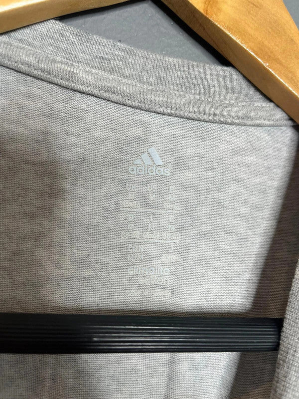 Adidas Grey Short Sleeve Logo T-Shirt Pink Print Casual Activewear Basic UK 12 M