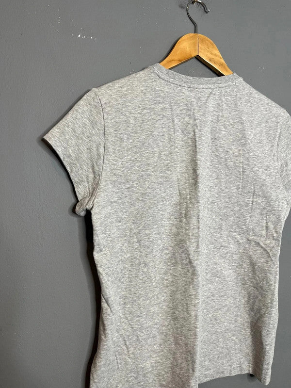 Adidas Grey Short Sleeve Logo T-Shirt Pink Print Casual Activewear Basic UK 12 M