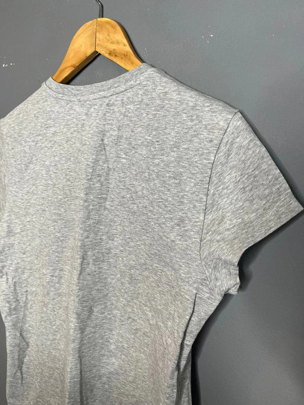 Adidas Grey Short Sleeve Logo T-Shirt Pink Print Casual Activewear Basic UK 12 M