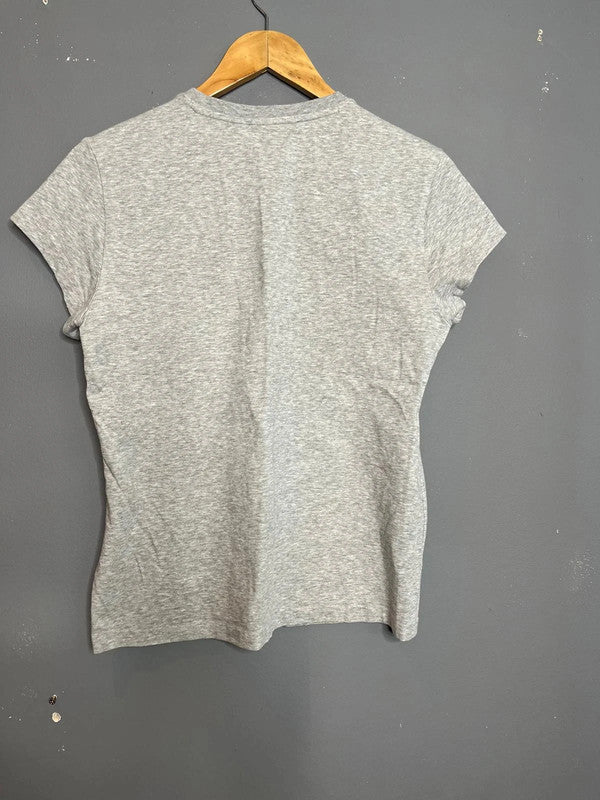Adidas Grey Short Sleeve Logo T-Shirt Pink Print Casual Activewear Basic UK 12 M