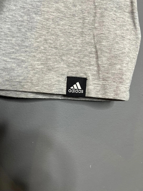 Adidas Grey Short Sleeve Logo T-Shirt Pink Print Casual Activewear Basic UK 12 M
